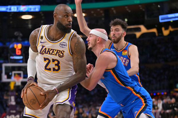 ▲由詹姆斯（LeBron James）領軍的洛杉磯湖人，在西區準決賽G3再度落敗，系列賽陷入0比3絕對落後。（圖／路透）