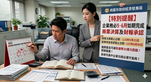 ▲企業務必5、6月如期完成商業決算及財報承認