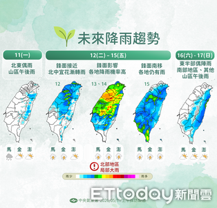 明起鋒面影響水氣增　後天雨最大「全台濕答答」