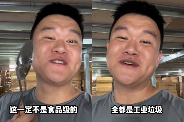 ▲中配自爆，進了很多工業用餐具到台灣。（圖／翻攝自Threads）