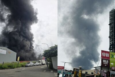 快訊／台中社宅工地大火！工人「火花掉模板」狂燒　濃黑煙直竄天際