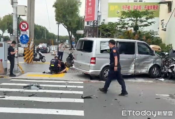 ▲▼雲林縣斗六市今(15日)一早發生警匪追逐，吳男過程中撞爛路過的BMW。（圖／記者游瓊華翻攝）