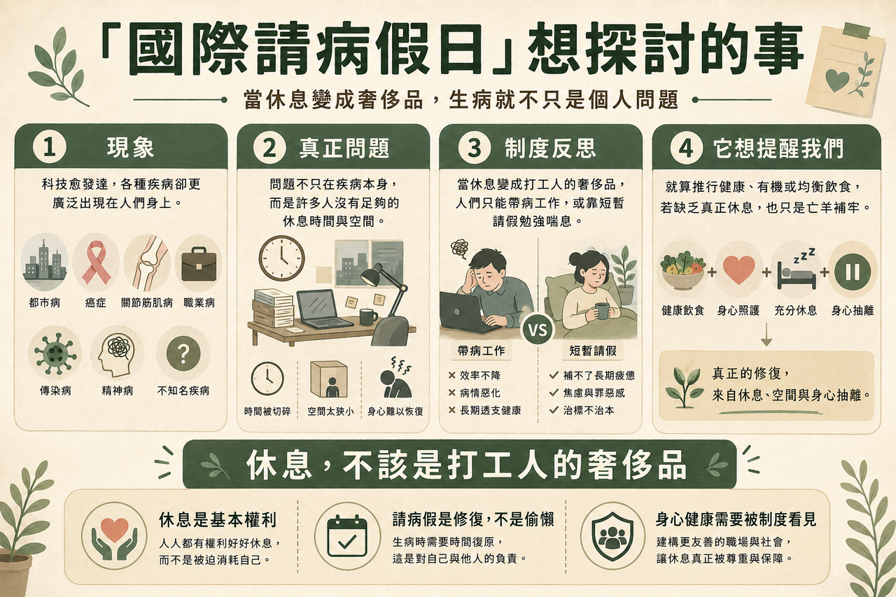 「國際病假日」來由曝光 一圖看懂台灣怎麼過