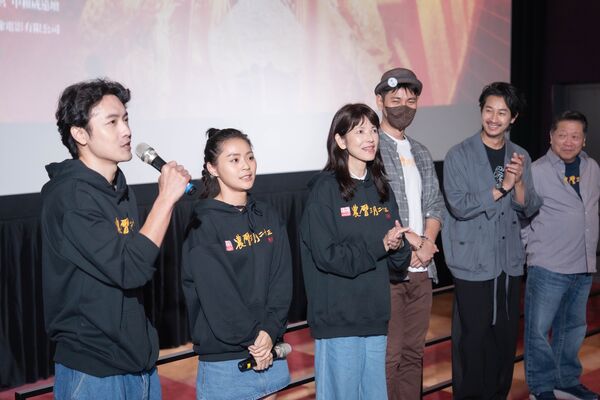 ▲《農曆三月二十三》主要卡司左起吳政勳、方琦、陳明真、楊子儀、邱凱偉，神界超強卡司 媽祖、三太子、武財神齊聚。（圖／壹捌玖伍電影公司）