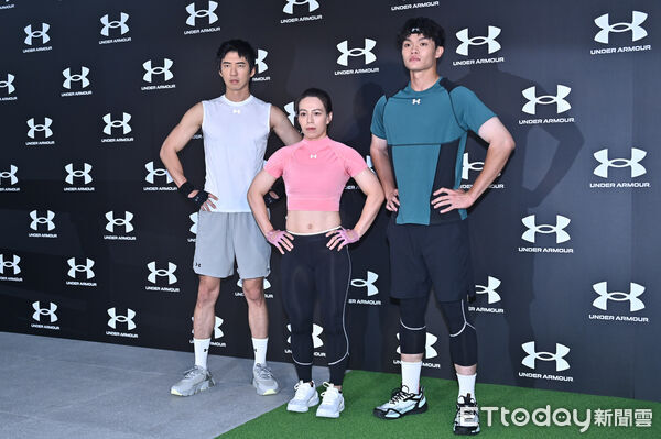 ▲▼傅孟柏(左起)、舉重女神郭婞淳、中職球星王博玄出席UNDER ARMOUR記者會。（圖／記者李毓康攝）