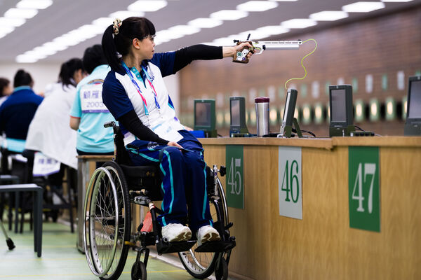 ▲新北市陳雅婷爲地主隊摘下射擊女子10公尺空氣手槍個人金牌。（圖／全障運提供）