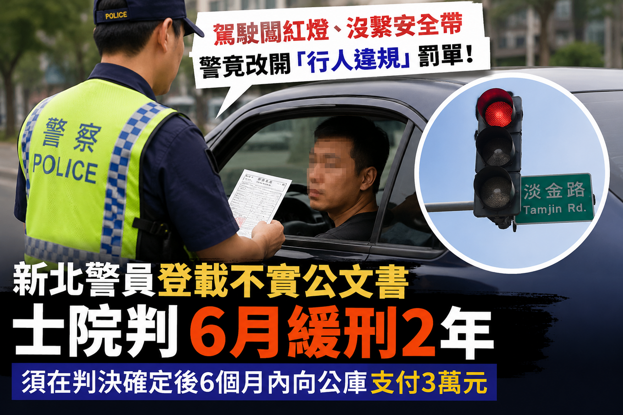 駕駛闖紅燈喊沒錢!警心軟改開行人違規 竟被他反咬還判刑