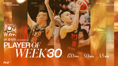 「夜王」歸來！例行賽300顆三分球里程碑　盧峻翔奪單周MVP