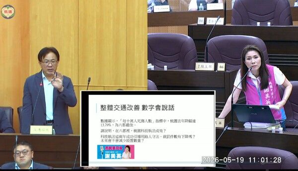 ▲市議員謝美英揭龍岡地下道月餘開出近3000張罰單