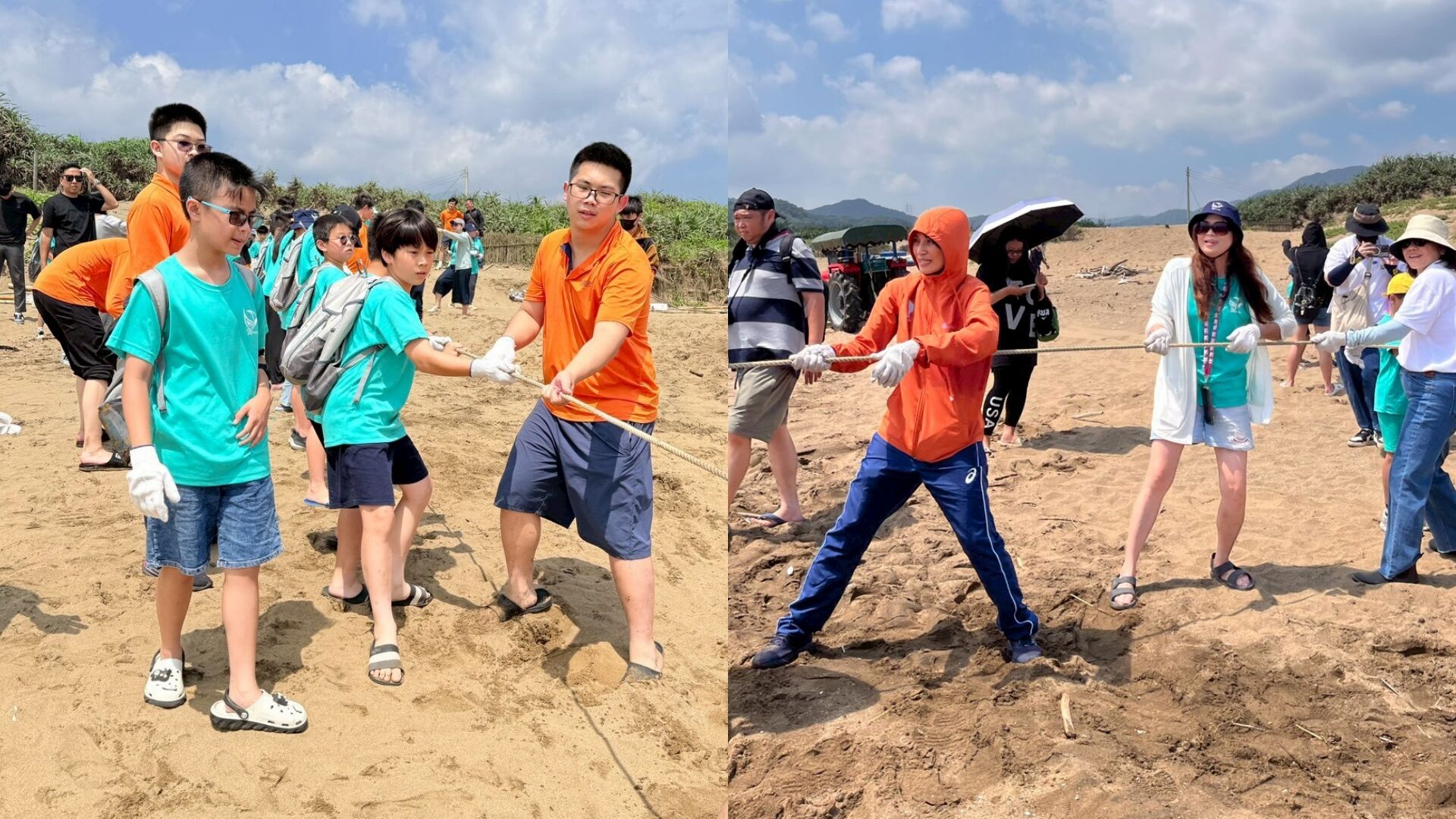 ▲新北大鵬國小牽罟體驗結合淨灘。（圖／新北市大鵬國小提供）