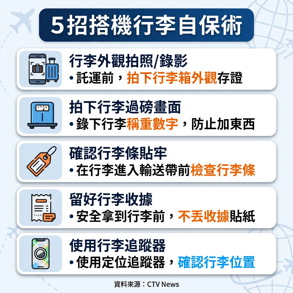 ▲▼5招搭機行李自保術。（AI協作圖／記者張方瑀製作，經編輯審核）