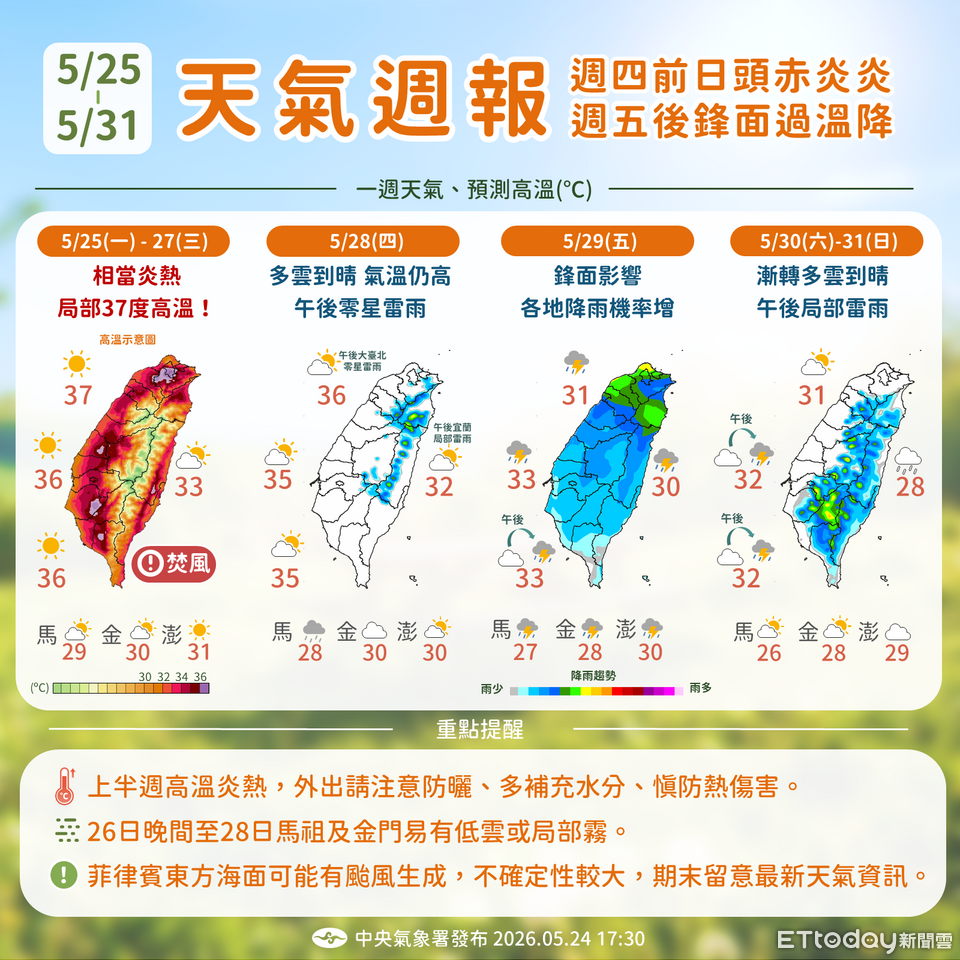 熱帶性低氣壓最快周四生成 周六前後發展為颱風