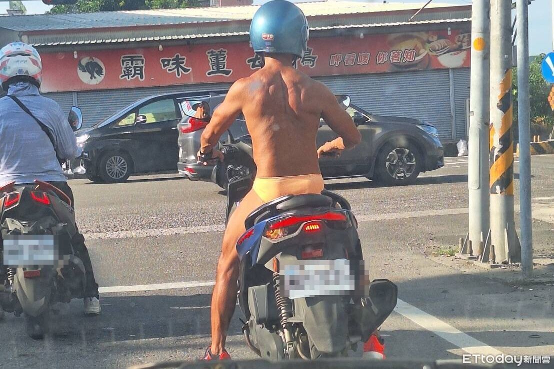 嘉義熱爆!「精實內褲哥」騎車暴紅 旁邊女騎士羞到「原地加速」