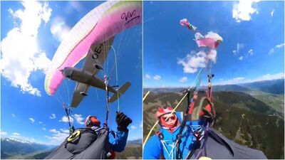 驚悚視角！飛機撞破滑翔傘「失控下墜」　她險遭削頭奇蹟生還