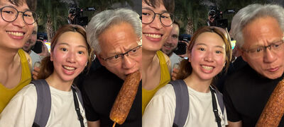 手拿夜市美食「黃仁勳突問好吃嗎」下秒驚呆!網朝聖:可吹一輩子