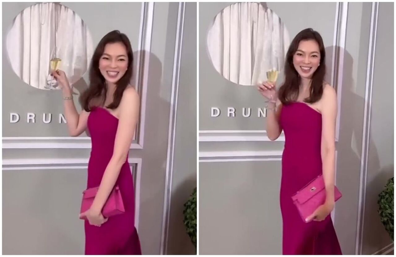 曾馨瑩拎「130萬愛馬仕」參加富三代婚禮!桃紅華服閃爆全場