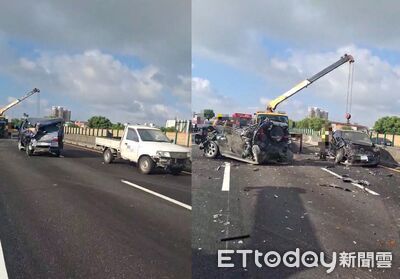 國1永康段聯結車恍神「9車撞一堆」超混亂畫面曝 6人受傷送醫