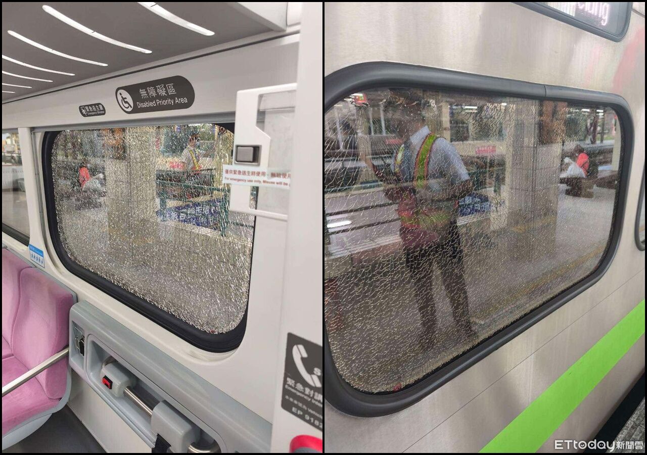 快訊/怪客台鐵區間車「拿鎚子敲破車窗」