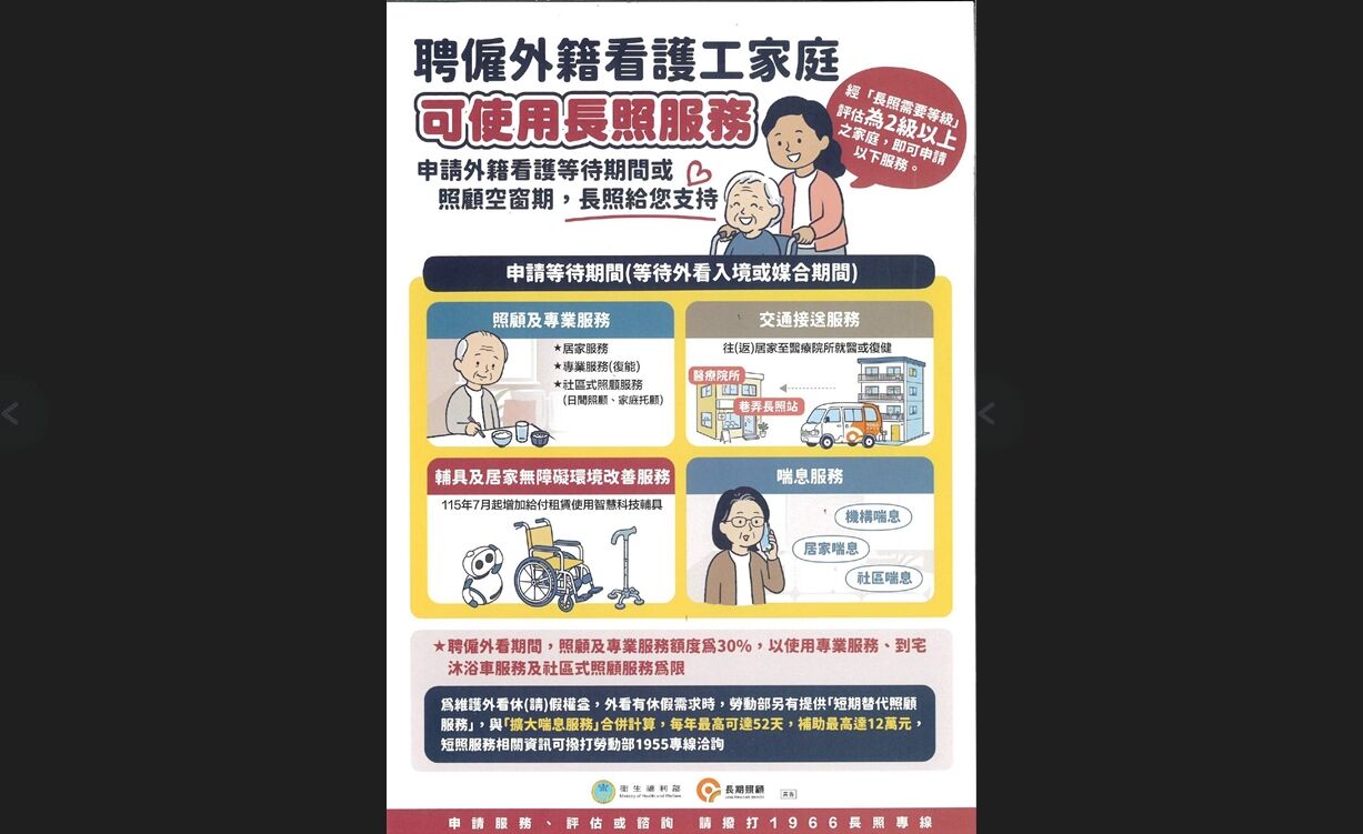 長照不孤單!苗栗推5大喘息服務 最高補助12萬、全年可用52天