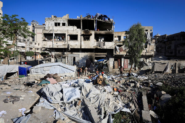 ▲▼2026年5月28日遭以色列空襲後的巴勒斯坦加薩市(Gaza City)。(圖/路透)