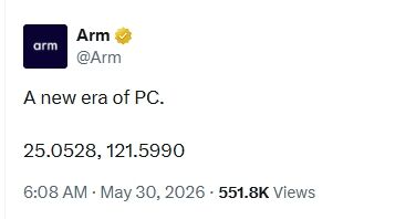 ▲▼輝達（ NVIDIA）與微軟（Windows）以及ARM幾乎在美東時間5月30日同步在社交媒體上為即將發佈的神秘新品造勢。（圖／翻攝X平台）