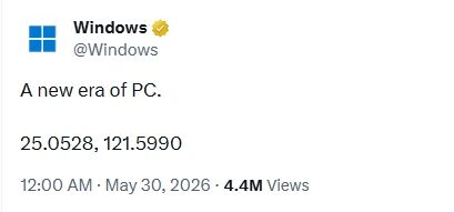 ▲▼輝達（ NVIDIA）與微軟（Windows）以及ARM幾乎在美東時間5月30日同步在社交媒體上為即將發佈的神秘新品造勢。（圖／翻攝X平台）