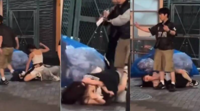 韓女日本街頭「狂歐櫻花妹」！她伸手反擊扯下衣服　暴力女顯走光