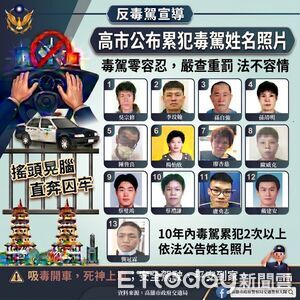 抓不怕！高雄公布13名毒駕累犯照　今年前5月逮739件暴增近7成