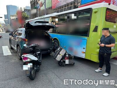 南港汽機車連環撞　公車也來「參一咖」...上班時間交通大打結！