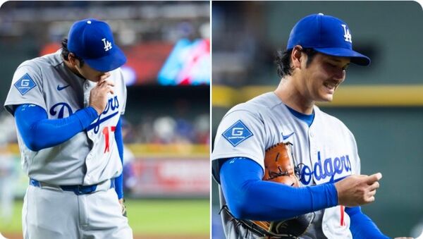 ▲大谷翔平中指疑似有出血的症狀。（圖截自X）