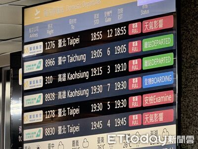 快訊／松機受雷擊強降雨暫停作業　金門赴台航班受阻影響160旅客