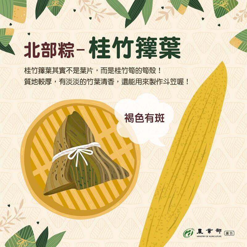 ▲▼農業部表示，不同類粽子使用粽葉也有差別。（圖／農業部提供）