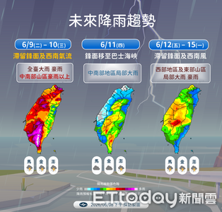 明後天全台雨最大　西南氣流影響「中南部下到發紫」