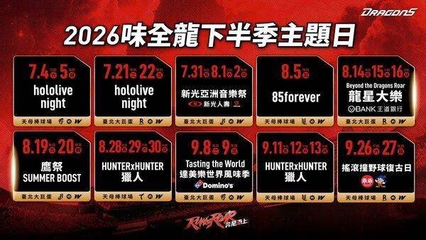 ▲味全龍公佈下半季主題日。（圖／味全龍提供）