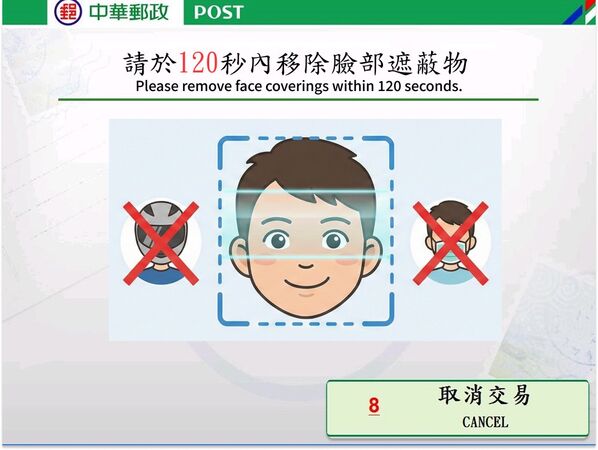 ▲▼郵局ATM試辦「臉部遮蔽示警」功能。（圖／中華郵政公司提供）