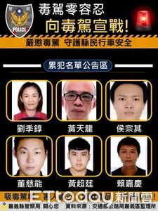 毒駕如「行動炸彈」　嘉義縣公布10年內2次以上累犯照片