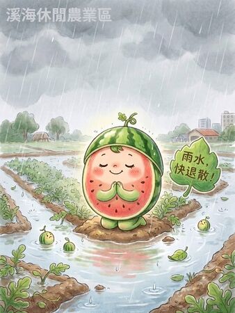 ▲大雨淹西瓜田，溪海休區籲留言：雨水快退散