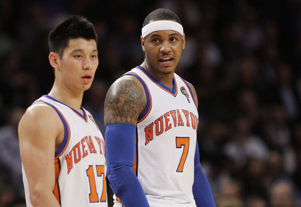 ▲林書豪與「甜瓜」安東尼（Carmelo Anthony）。（圖／達志影像／美聯社）