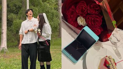 浪漫爆表！韓女星嫁交往多年日本男友　單膝下跪獻大束紅玫瑰