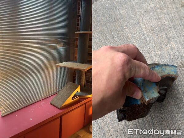 ▲▼ 高雄塔吊零件「雨中噴飛」砸進民宅　住戶嚇爛：差點頭破血流  。（圖／民眾提供）