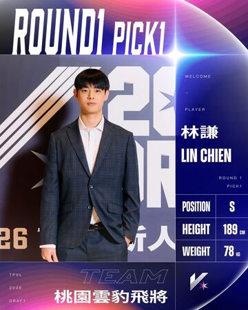▲TPVL職排選秀出爐、林謙成為選秀狀元，來自台大的張博凱成為校史首位職排球員。（圖／取自TPVL FB）