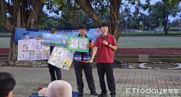 ▲台南市消防局第三大隊西港消防分隊前進金砂活力嘉年華，辦理防火防災宣導。（記者林東良翻攝，下同）