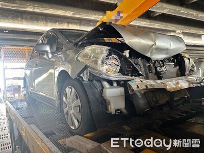 國1台南永康段車禍！27歲男未保持安全距離追撞　車頭撞爛