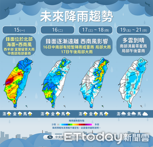 明天全台濕答答「中南部防豪雨」　端午前後有熱帶擾動發展
