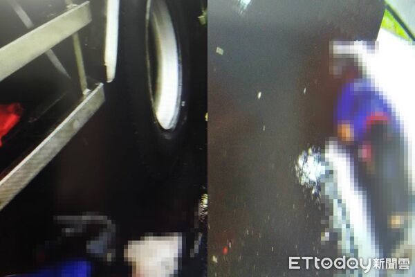 ▲台南發生死亡車禍，男騎士遭運豬車輾過，當場爆頭慘死。（圖／民眾提供）