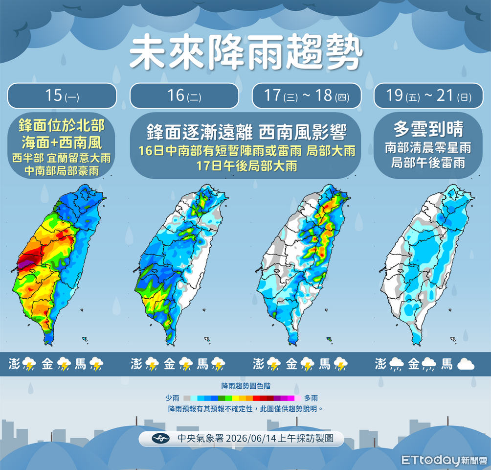 明天全台濕答答「中南部防豪雨」 端午前後有熱帶擾動發展 | ETtoday生活新聞 | ETtoday新聞雲