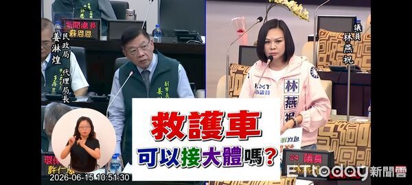 ▲台南市議員林燕祝質疑大體接運標案出現零元標並以抽籤決定得標廠商，要求市府檢討制度。（記者林東良翻攝，下同）