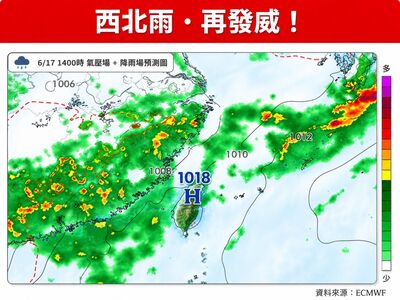 西北雨再發威！　今北台灣午後大雷雨　