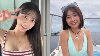 慈妹海邊解放深V泳裝！　「超兇事業線全外露」正面激辣