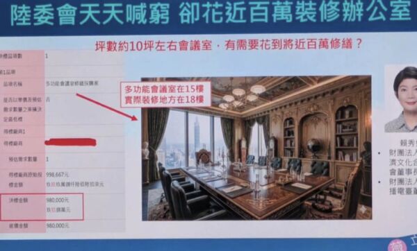 ▲▼藍委批「花98萬元裝修辦公室」　陸委會澄清：改會議室供全會使用。（圖／陸委會提供）